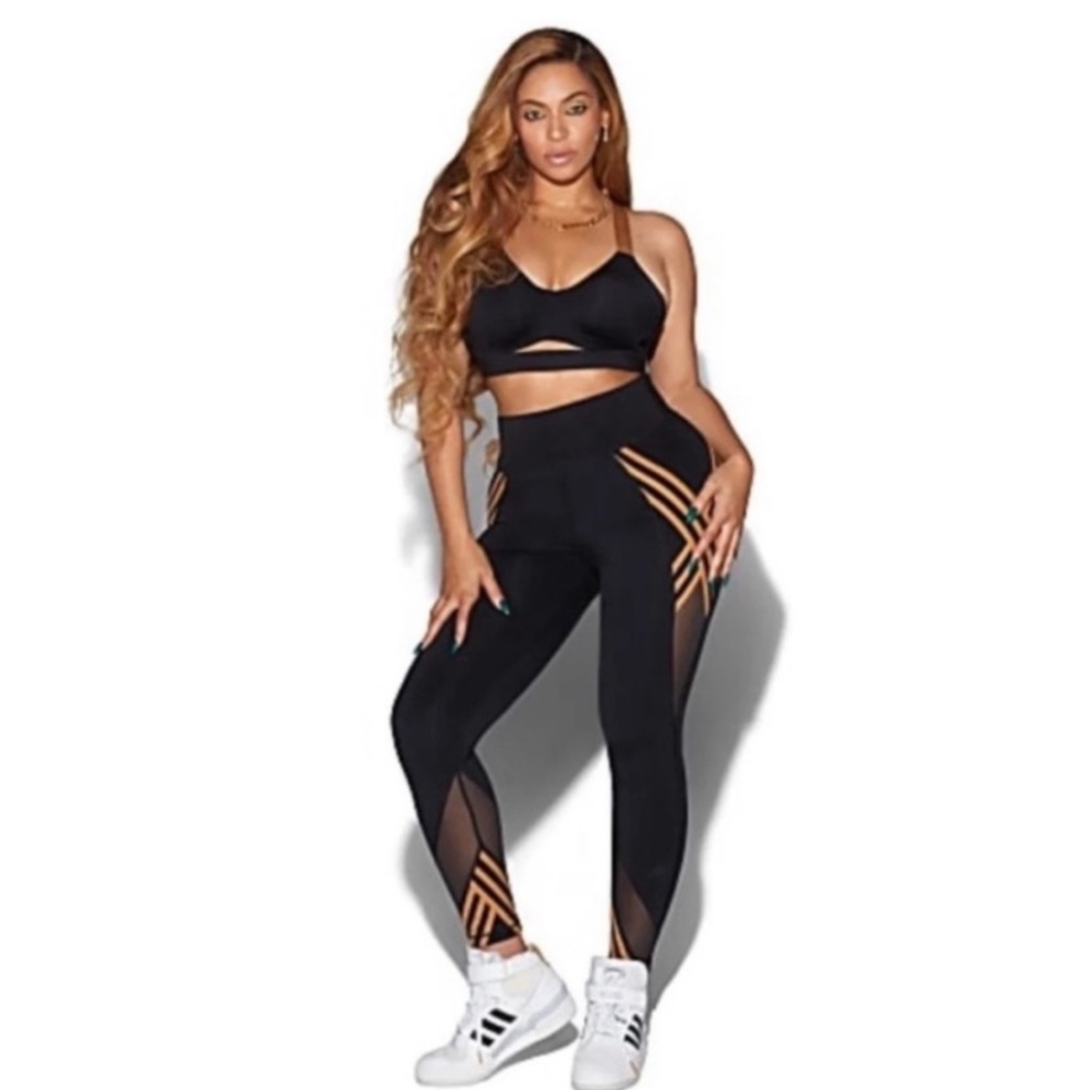 Ivy Park x Adidas 3 Stripe Tights Black/Gold - Medium